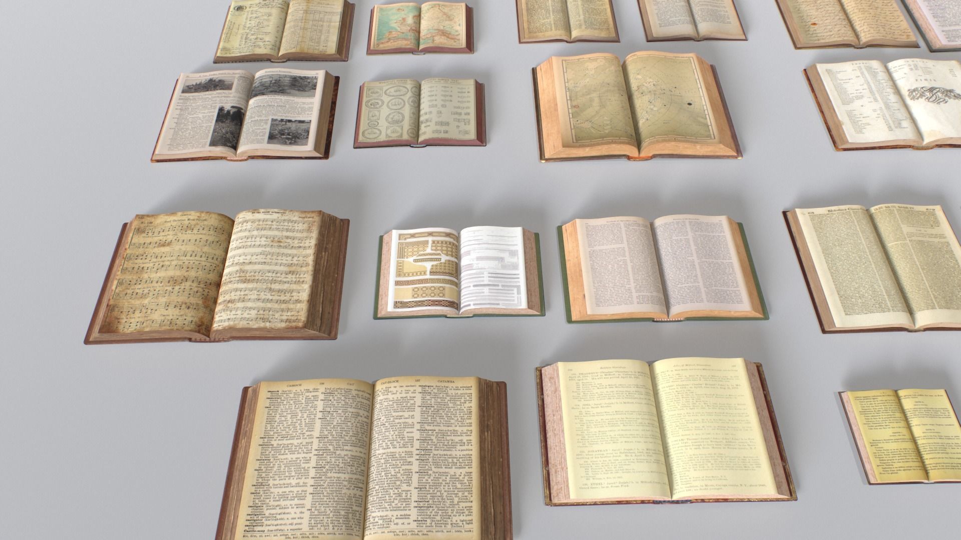 Old Books Low-poly 3D model_3