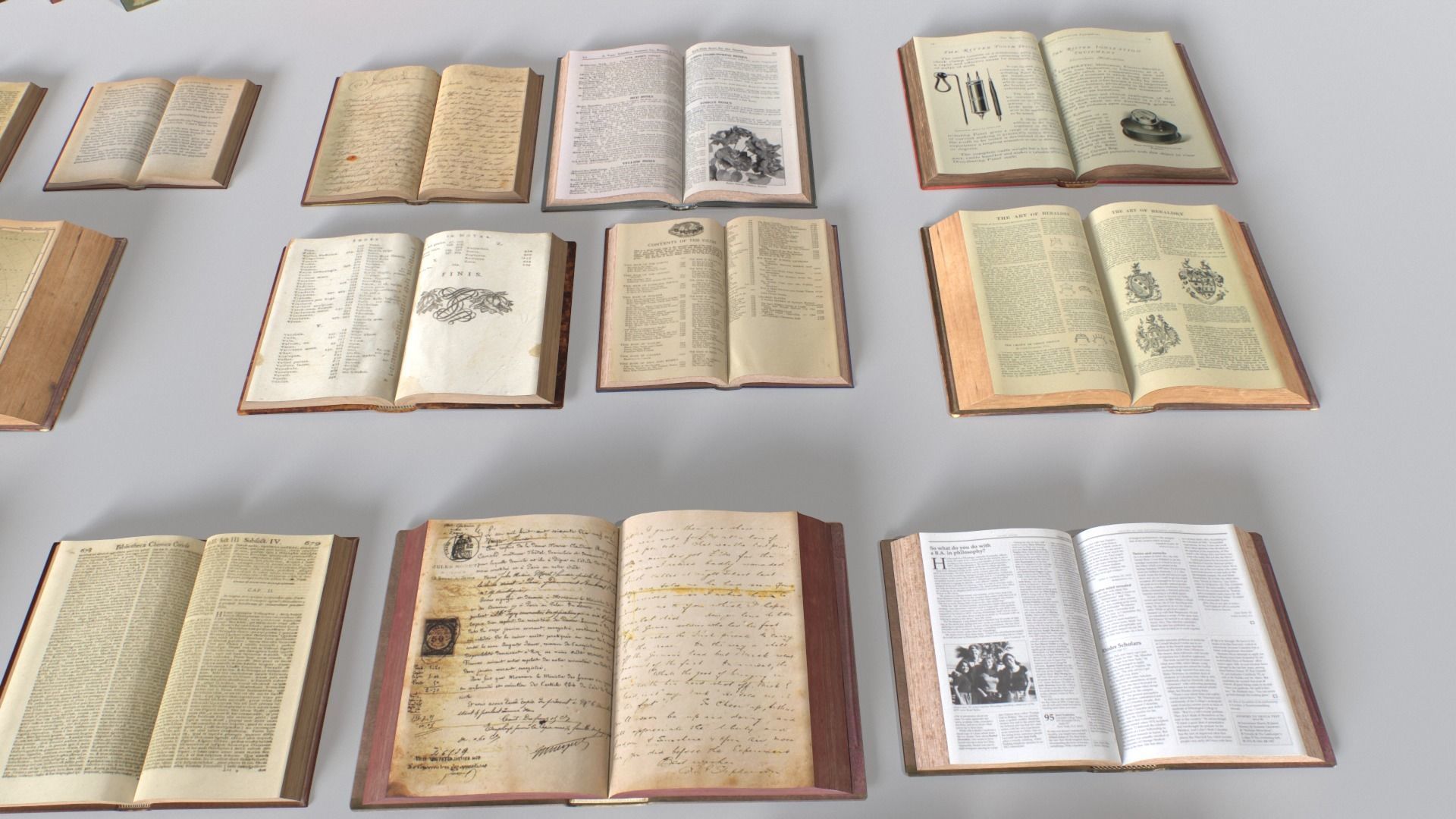 Old Books Low-poly 3D model_2
