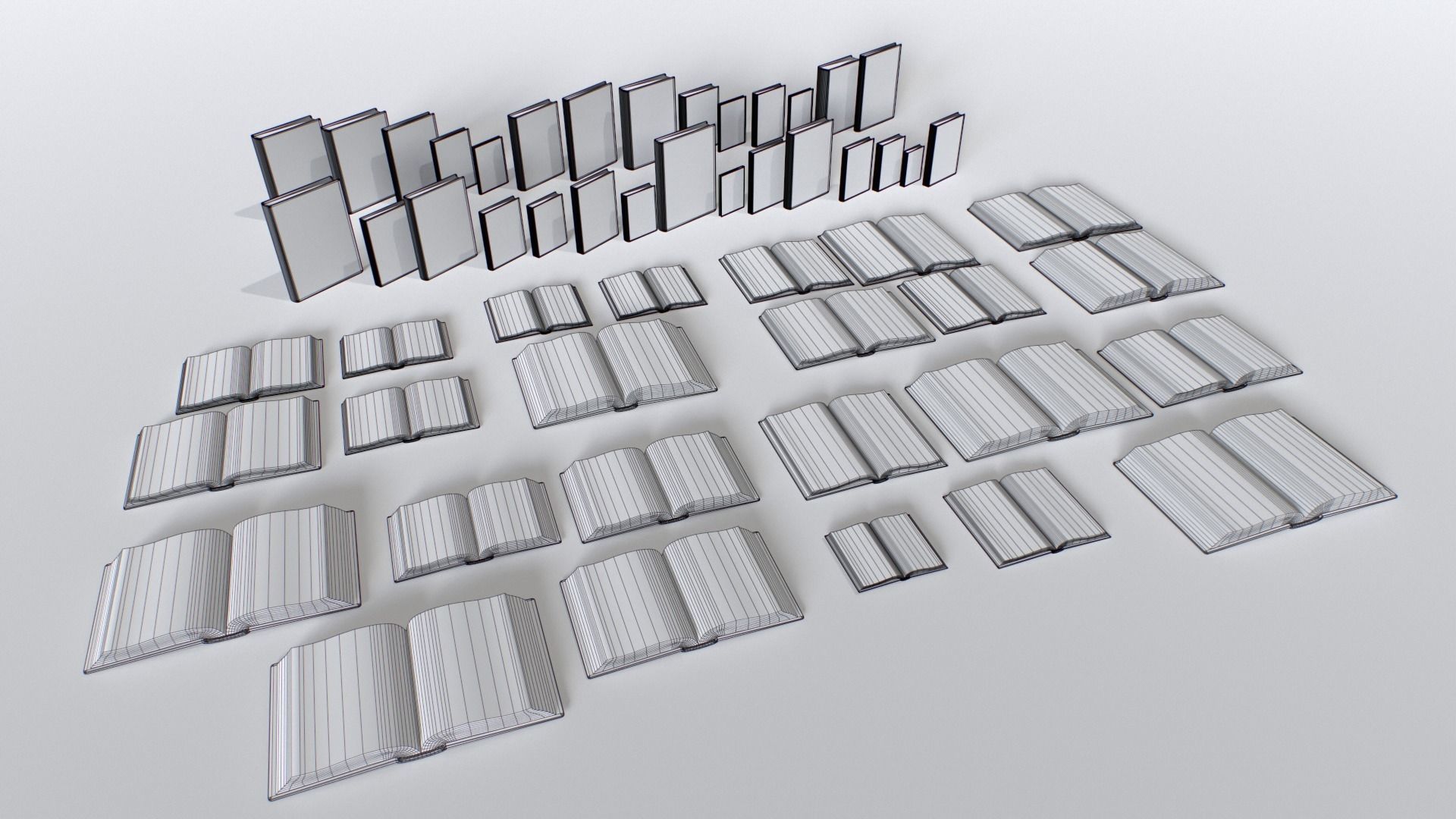 Old Books Low-poly 3D model_12