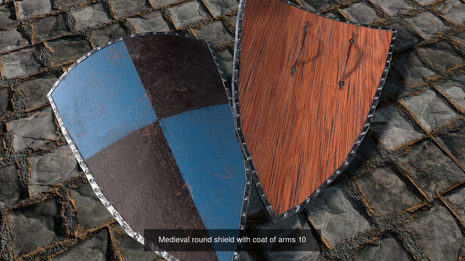 Medieval round shield with coat of arms  3D Model Collection_7