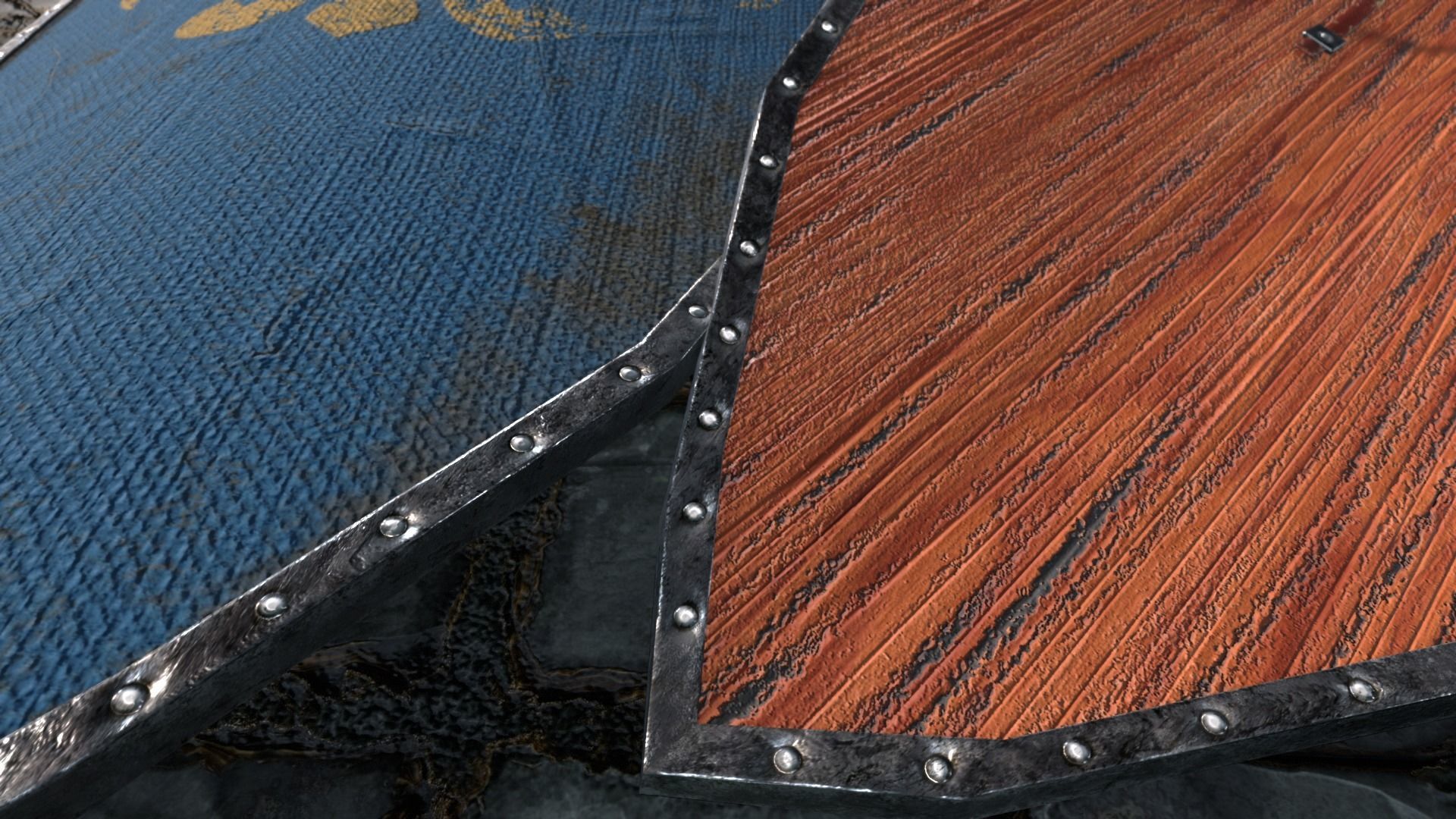 Medieval round shield with coat of arms  3D Model Collection_12