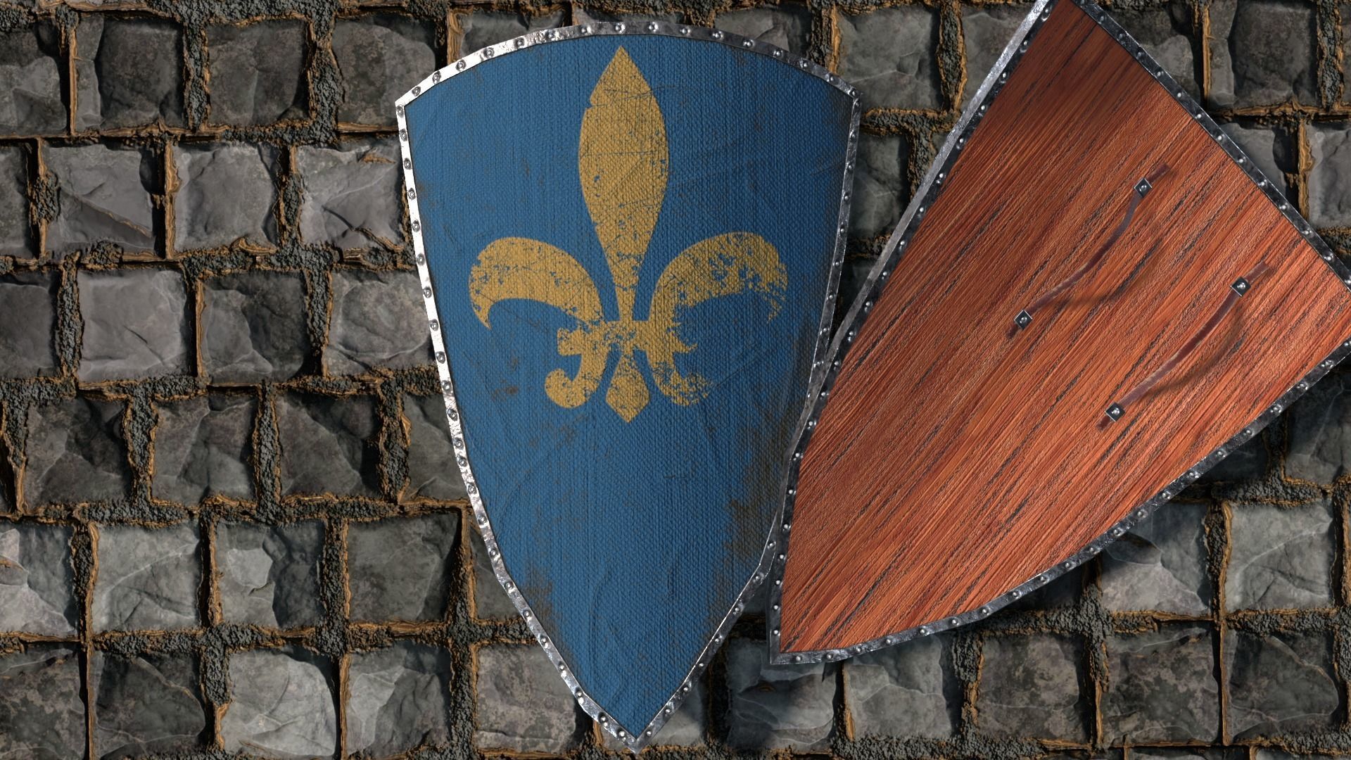 Medieval round shield with coat of arms  3D Model Collection_16