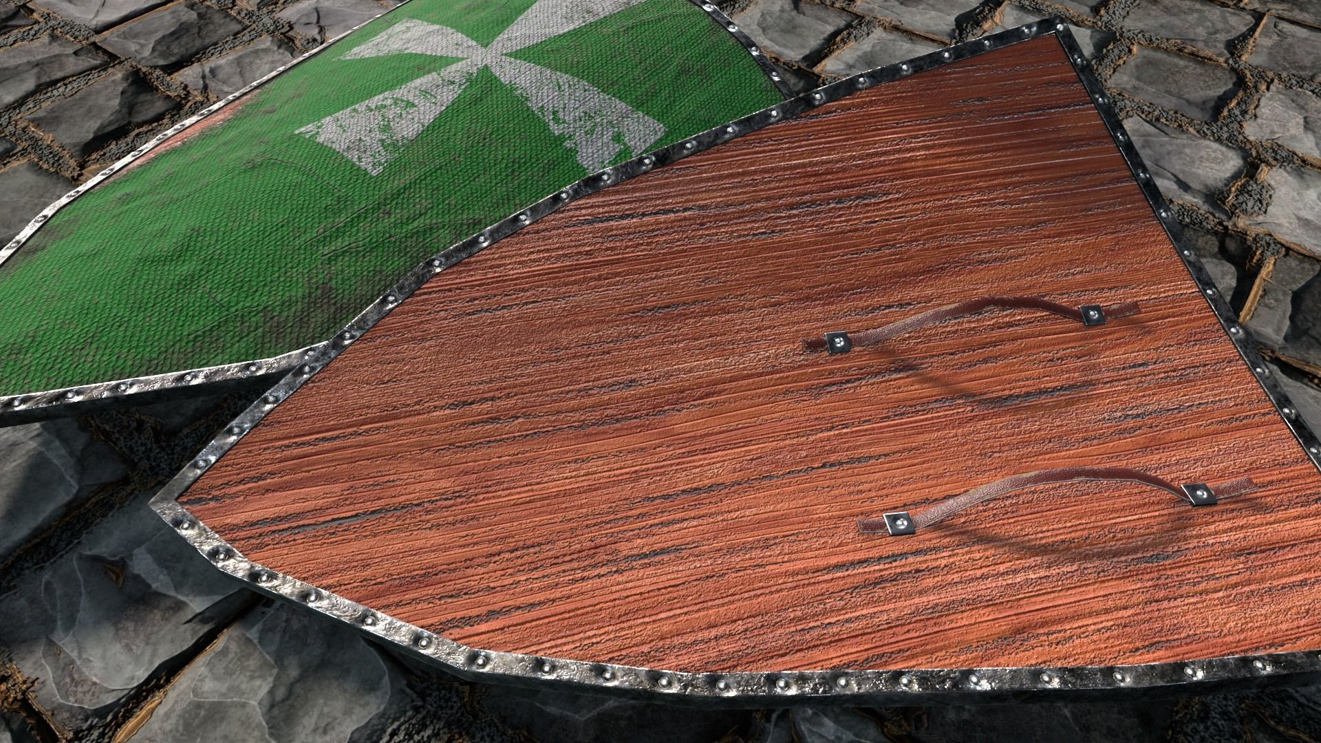 Medieval round shield with coat of arms  3D Model Collection_22