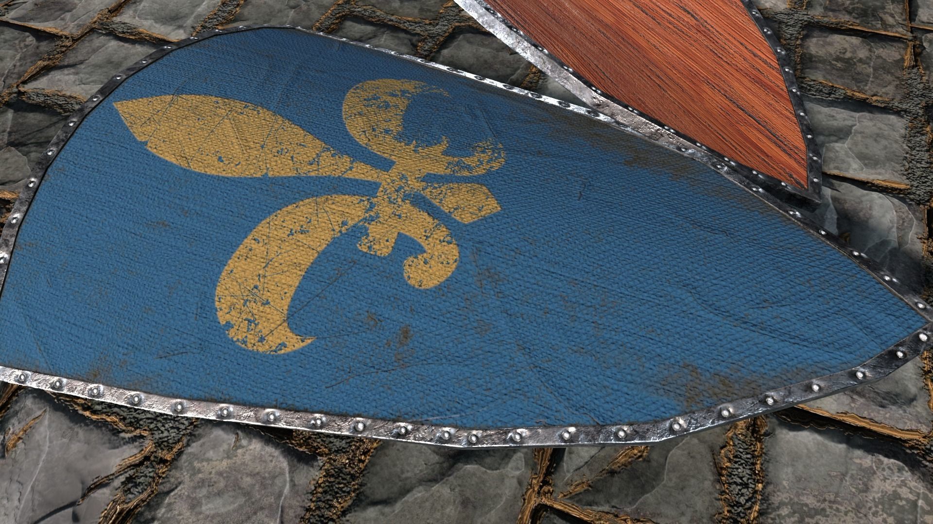 Medieval round shield with coat of arms  3D Model Collection_14