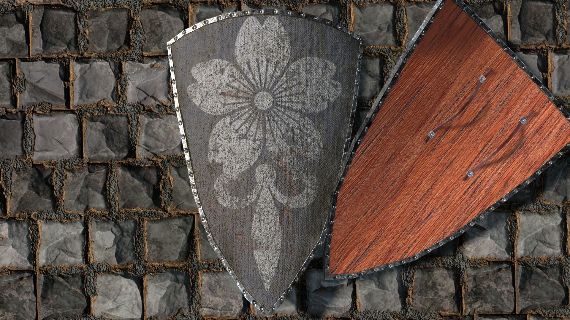 Medieval round shield with coat of arms  3D Model Collection_33