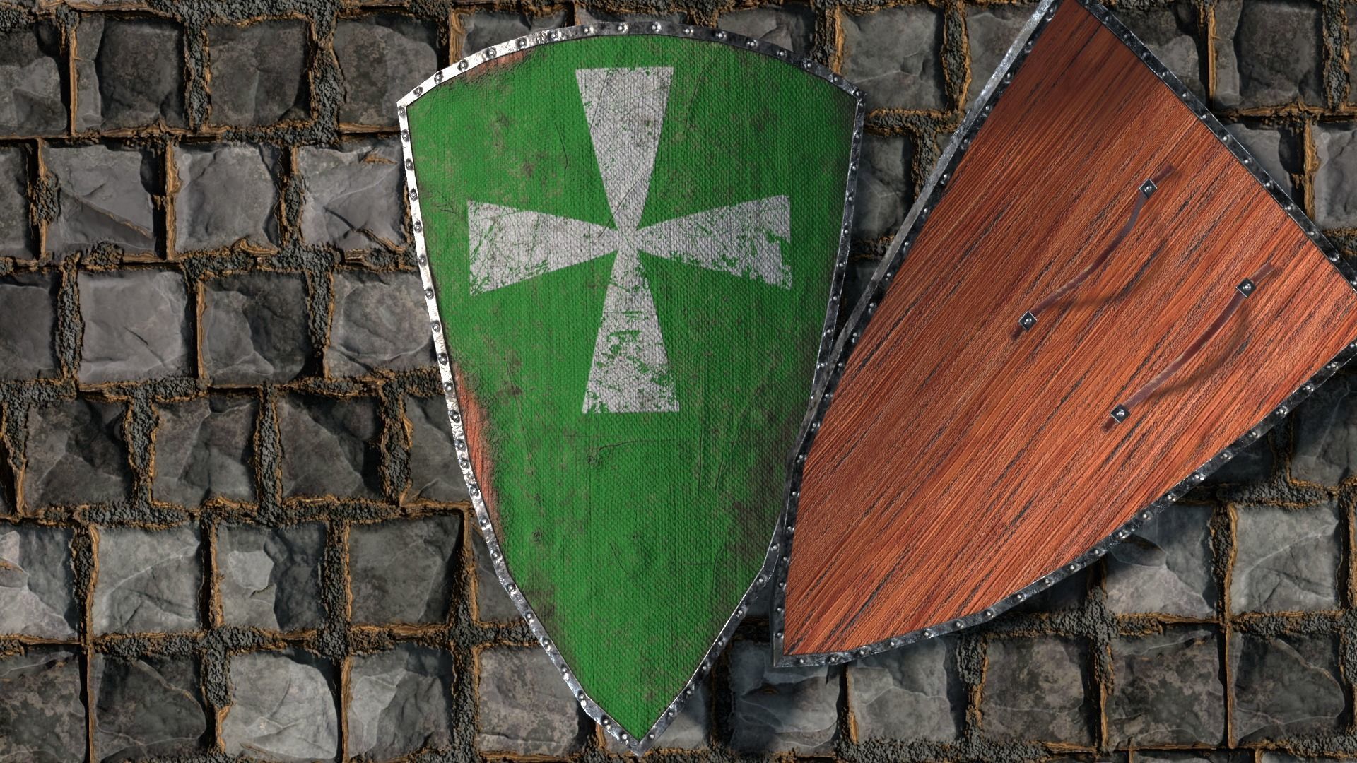 Medieval round shield with coat of arms  3D Model Collection_21