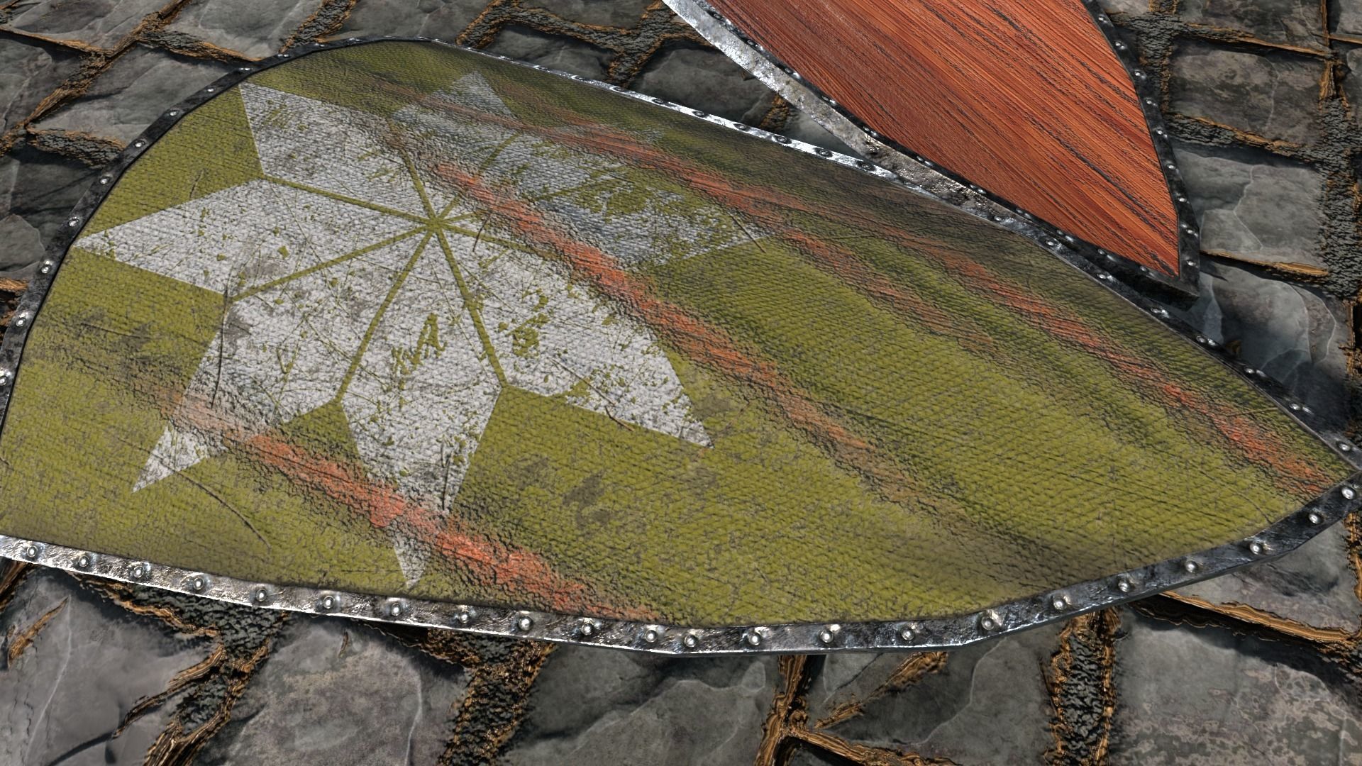 Medieval round shield with coat of arms  3D Model Collection_23