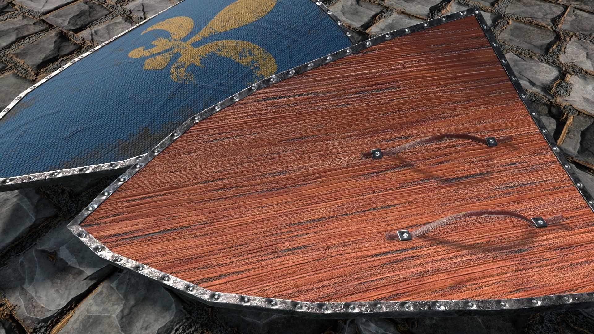 Medieval round shield with coat of arms  3D Model Collection_18