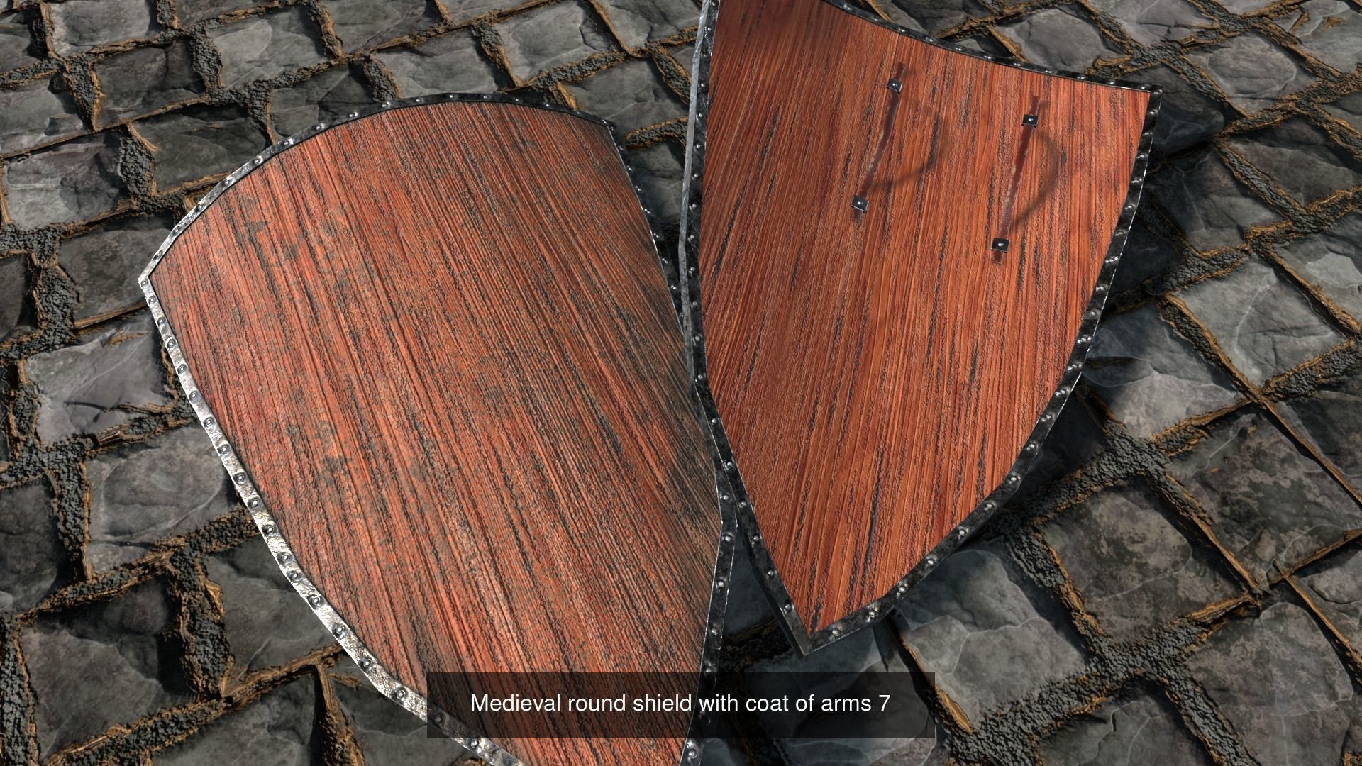 Medieval round shield with coat of arms  3D Model Collection_1