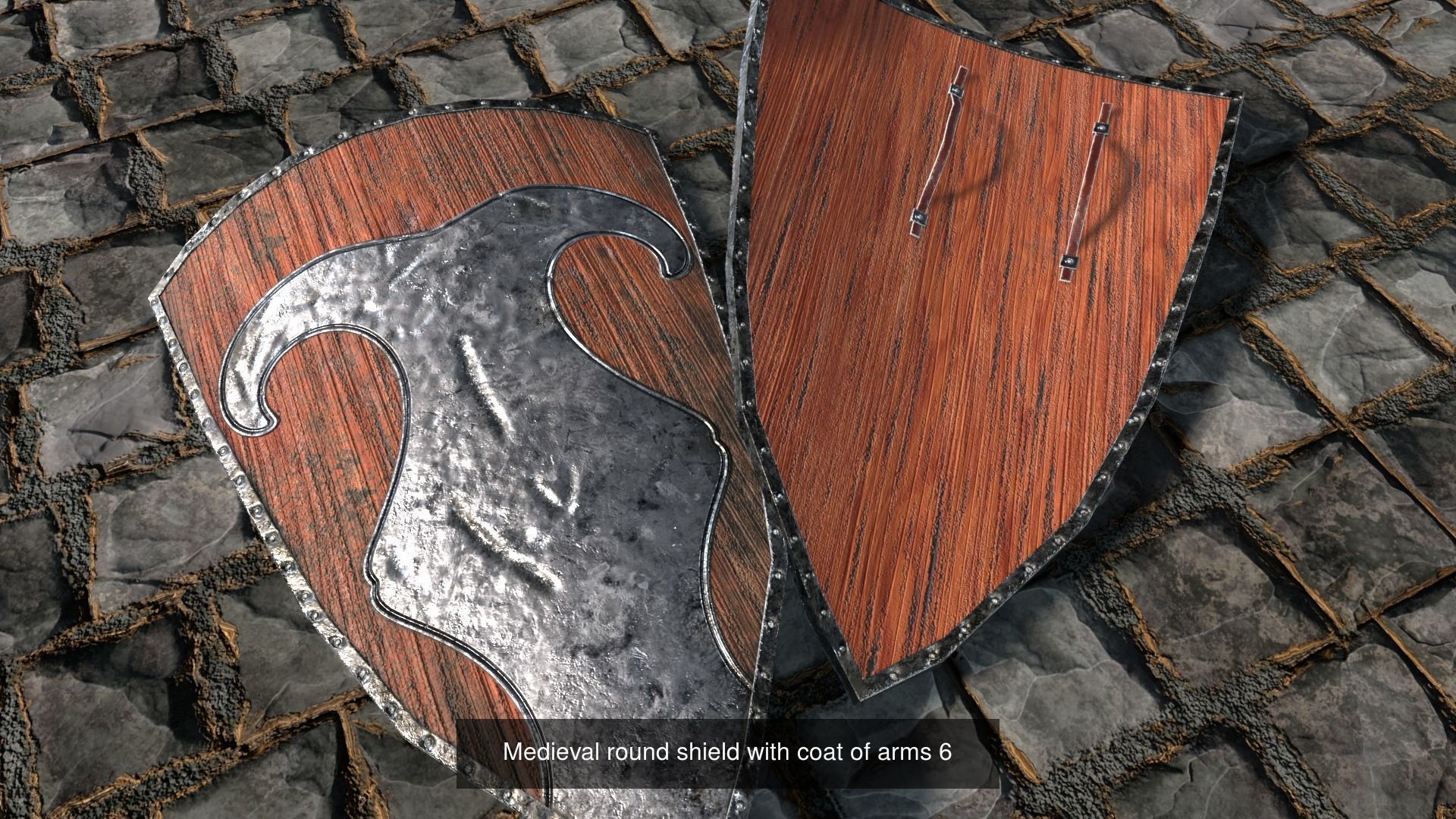 Medieval round shield with coat of arms  3D Model Collection_6