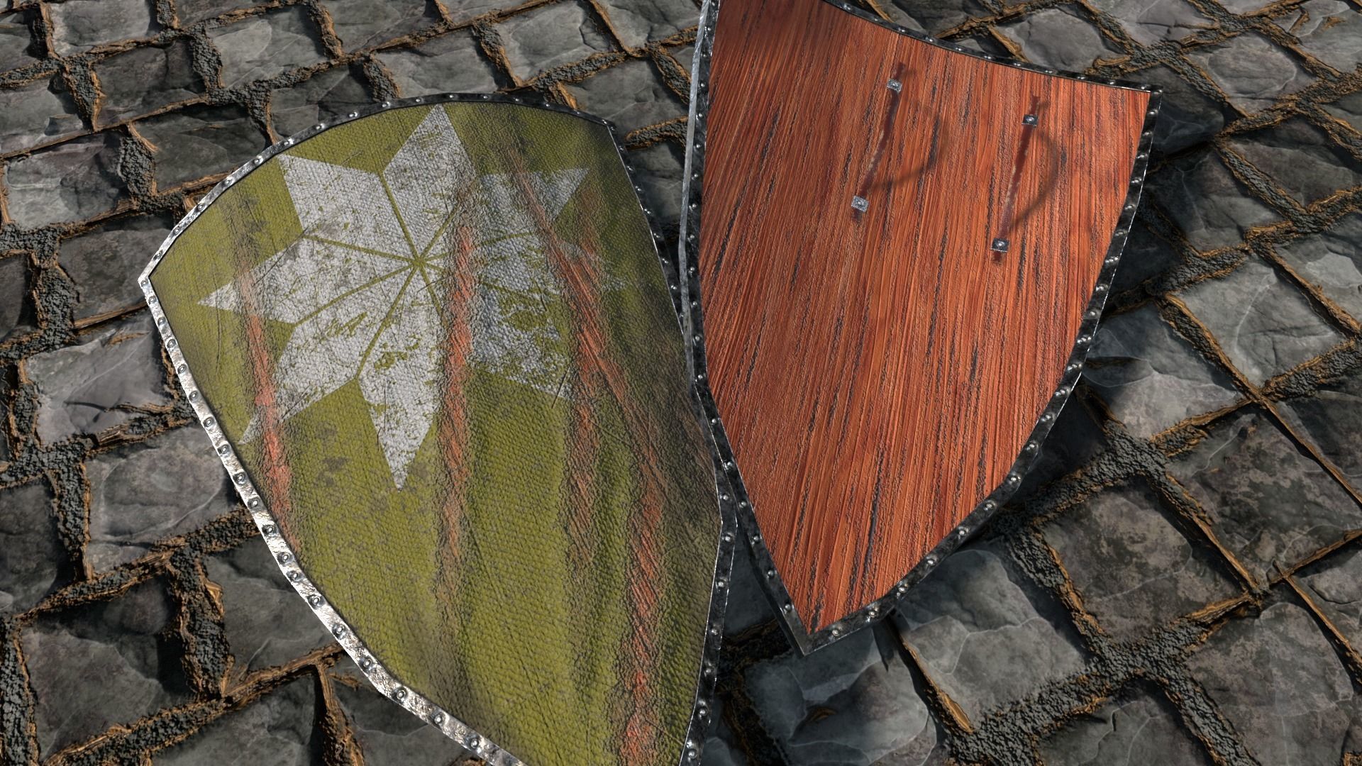 Medieval round shield with coat of arms  3D Model Collection_26