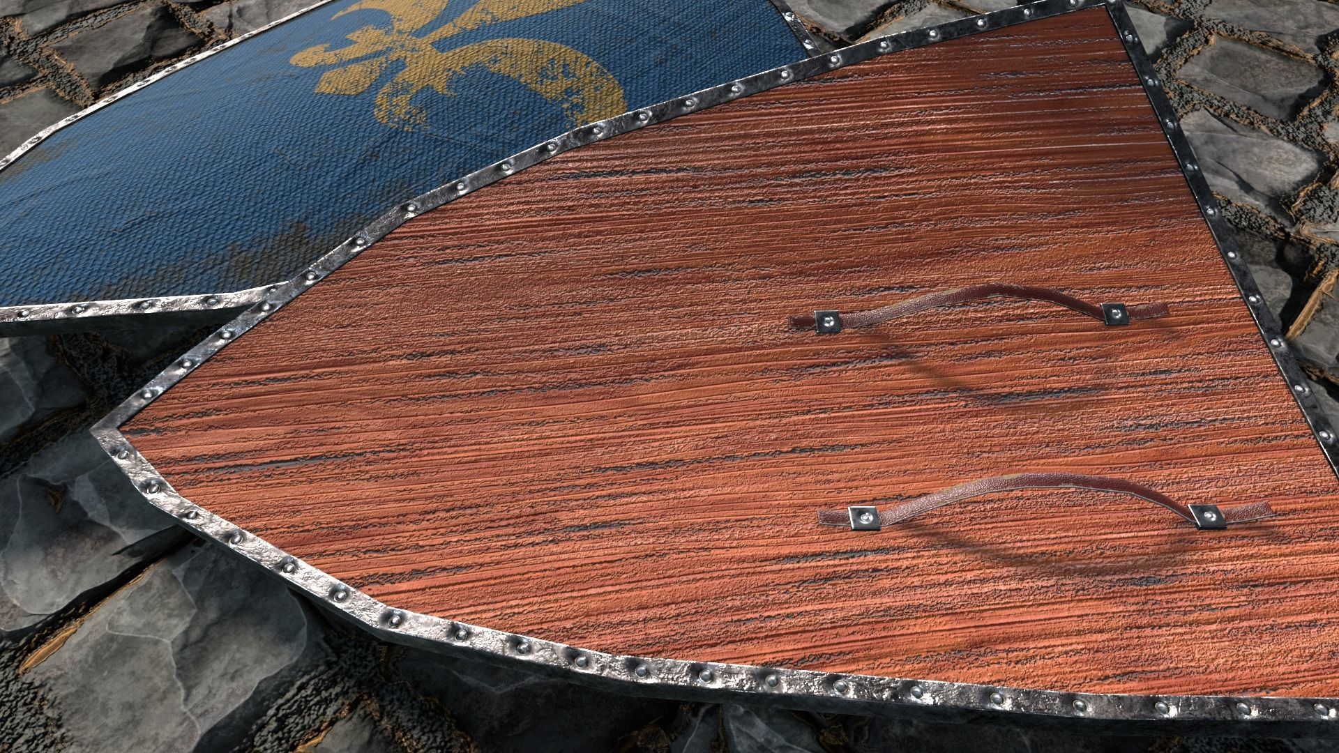 Medieval round shield with coat of arms  3D Model Collection_15