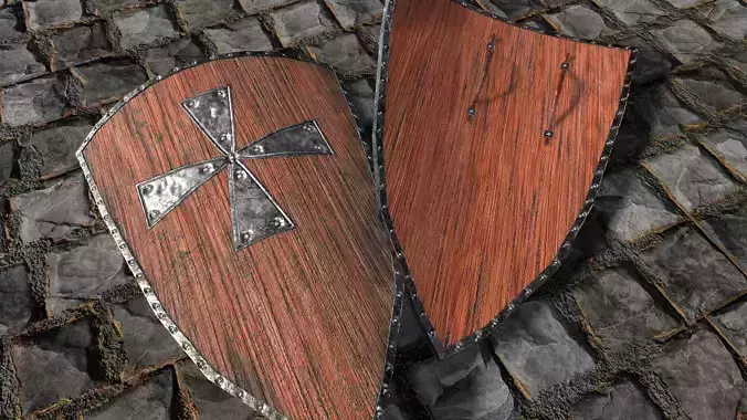 Medieval round shield with coat of arms 5 Low-poly 3D model