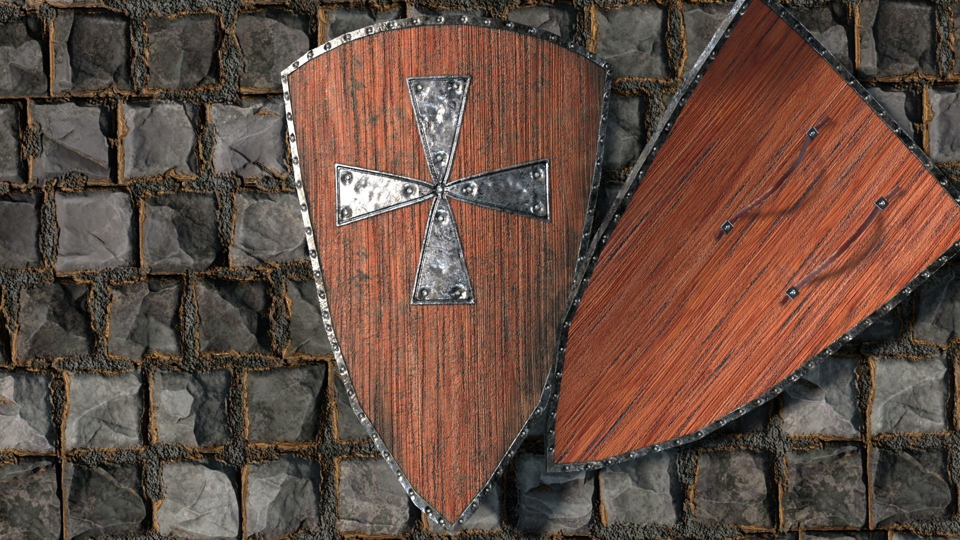 Medieval round shield with coat of arms 5 Low-poly 3D model_1