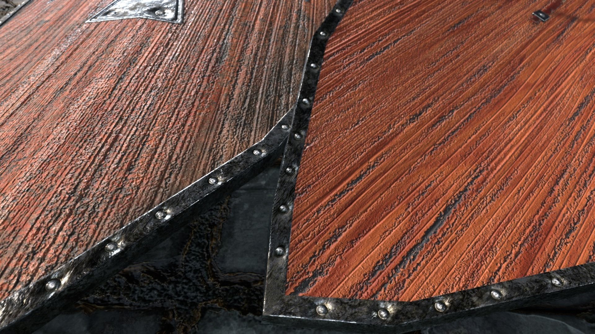 Medieval round shield with coat of arms 5 Low-poly 3D model_3