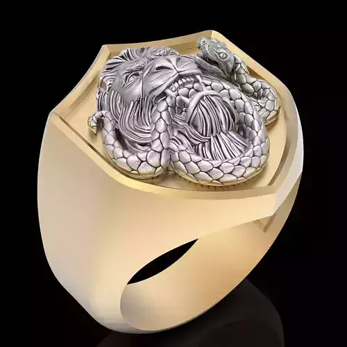 Liona snake ring silver gold jewelry printable 3D model