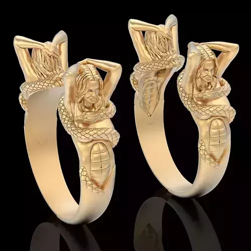 Girl snake ring gold printable jewelry