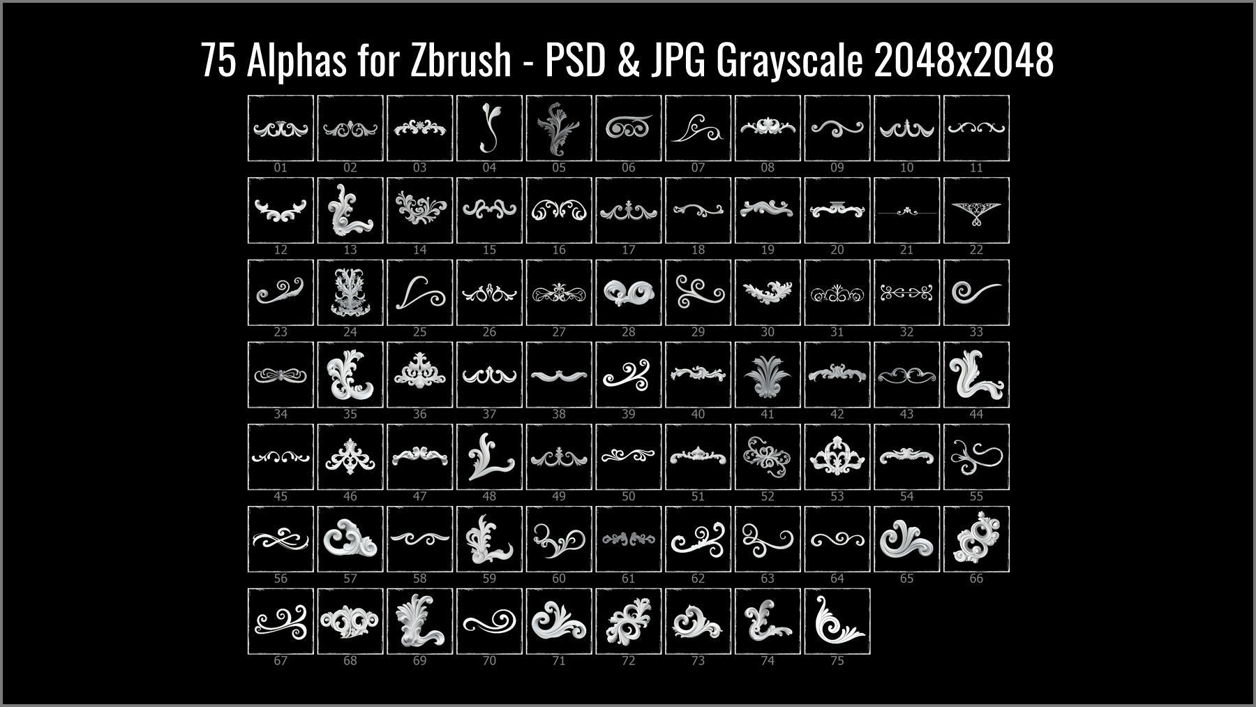 Swirls and Twirls 300 ZBrush Brushes And 75 Alphas 3D model_9