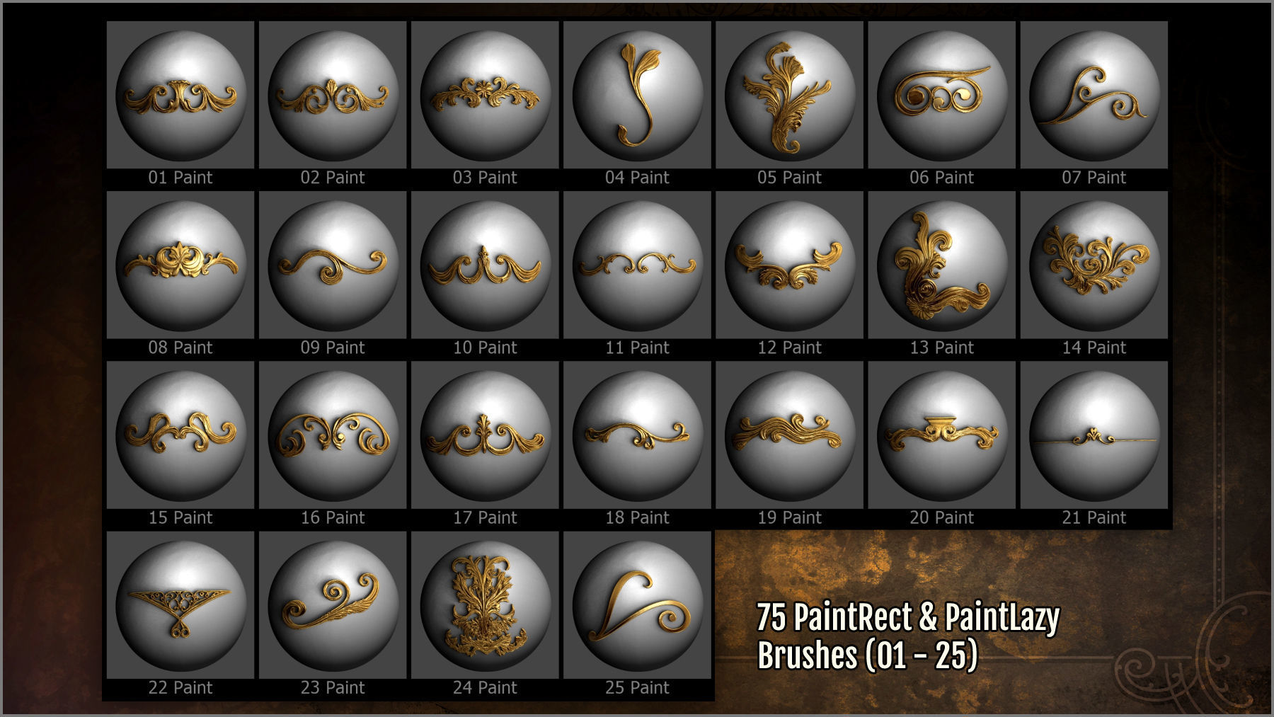 Swirls and Twirls 300 ZBrush Brushes And 75 Alphas 3D model_3