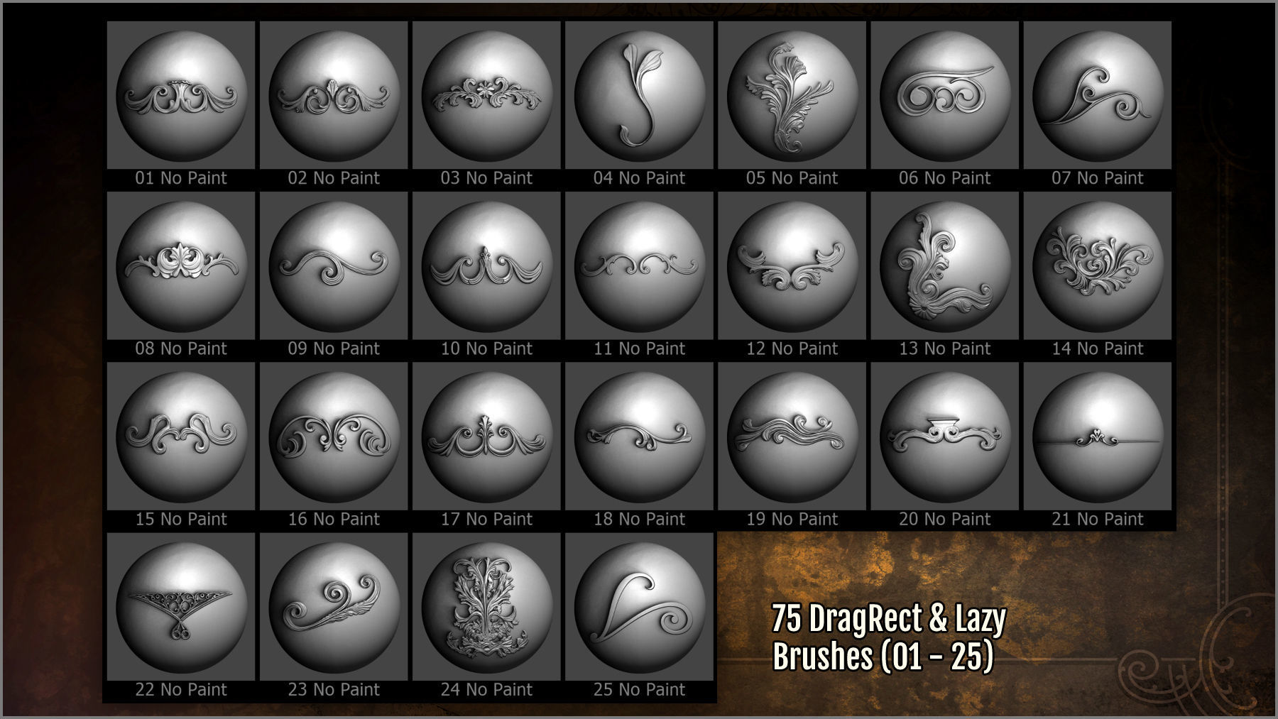 Swirls and Twirls 300 ZBrush Brushes And 75 Alphas 3D model_6