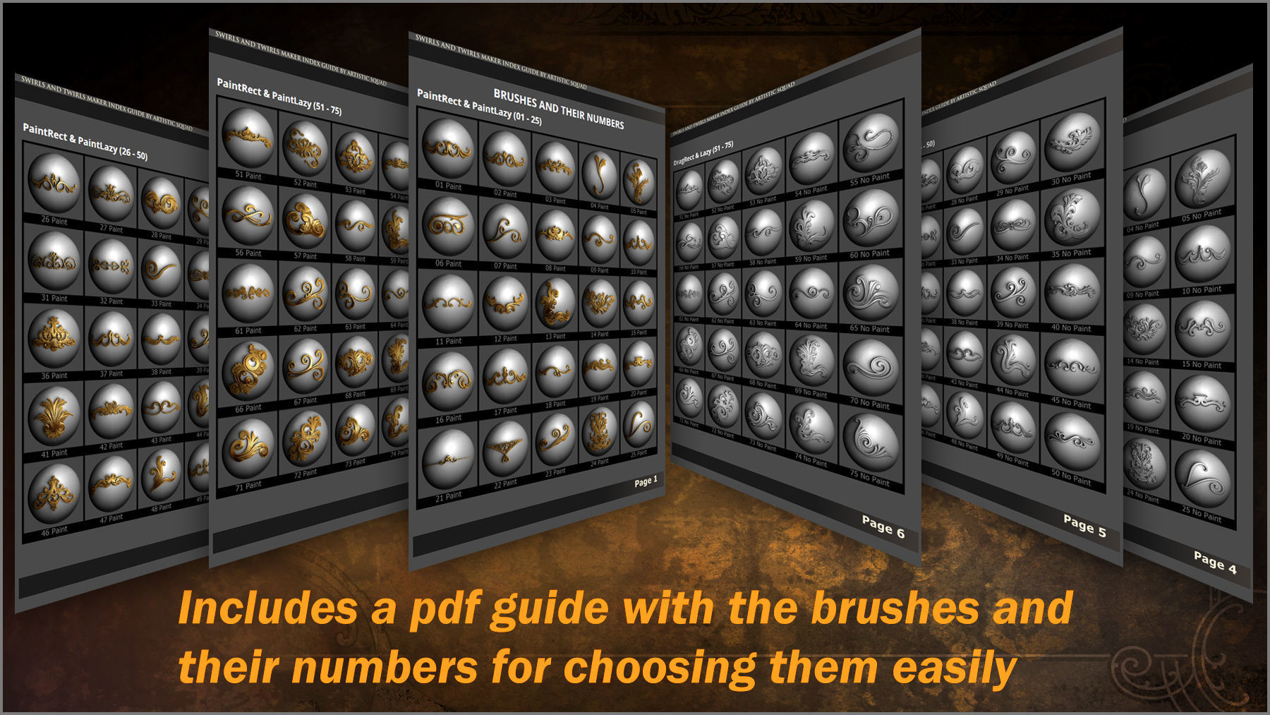 Swirls and Twirls 300 ZBrush Brushes And 75 Alphas 3D model_11