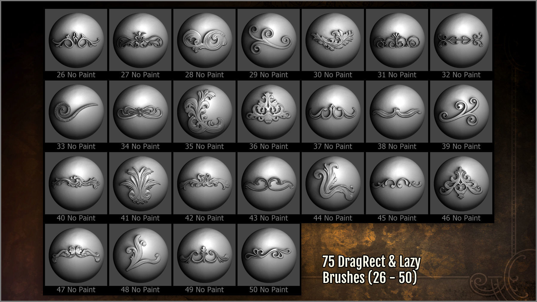 Swirls and Twirls 300 ZBrush Brushes And 75 Alphas 3D model_7