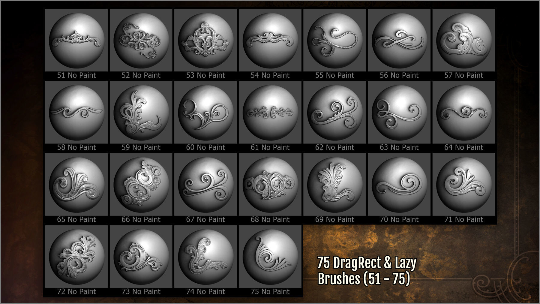 Swirls and Twirls 300 ZBrush Brushes And 75 Alphas 3D model_8