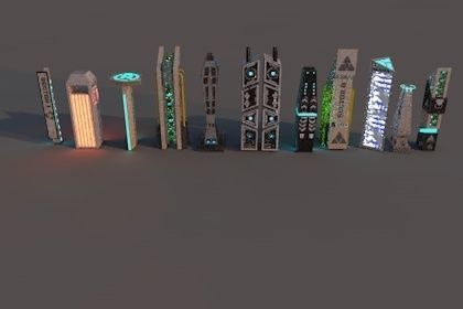 Sci Fi City Package Low-poly 3D model_4