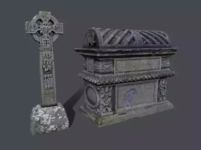 Tomb and a Cross realistic models
