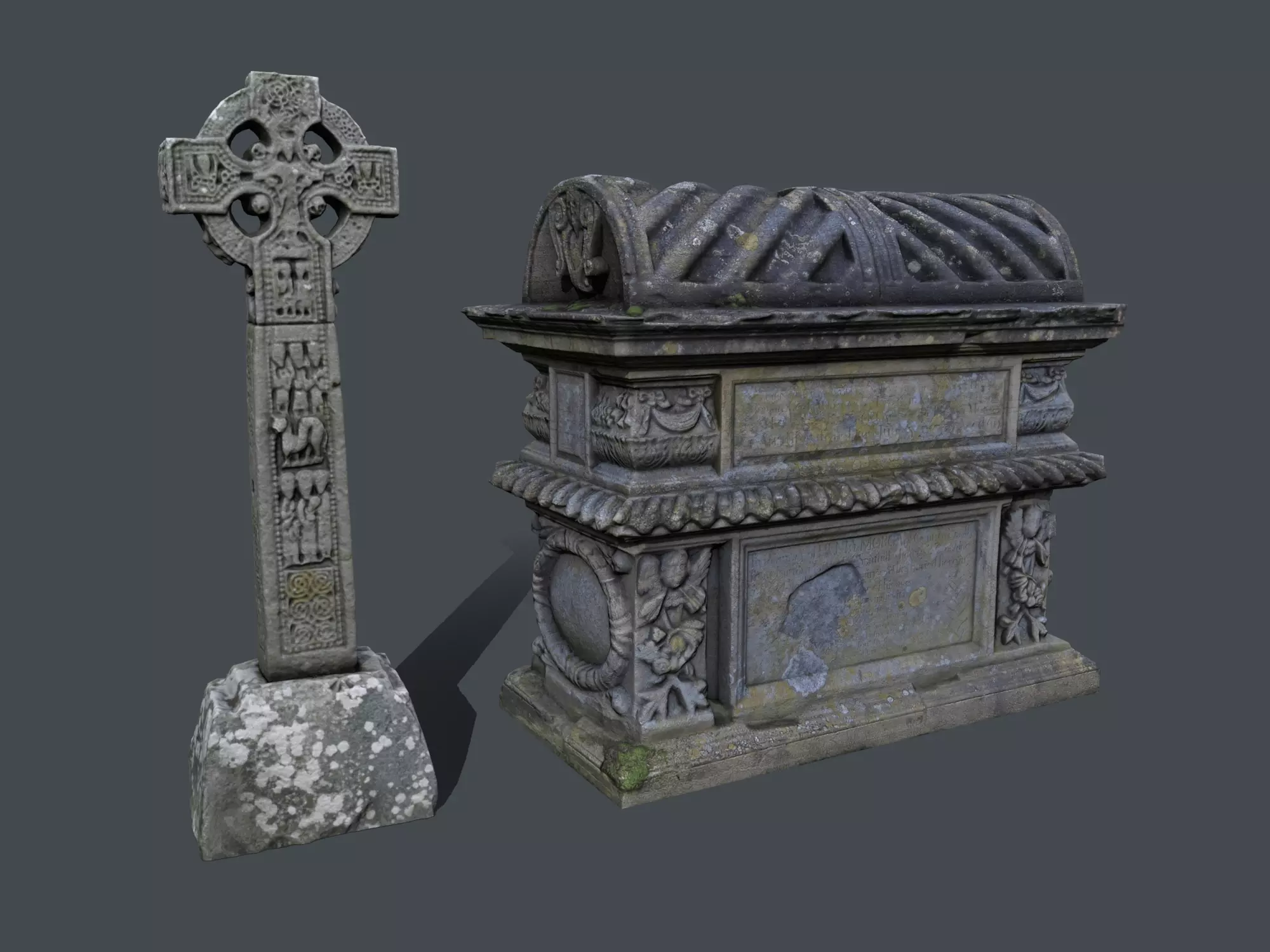 Tomb and a Cross realistic models Low-poly 3D model_0