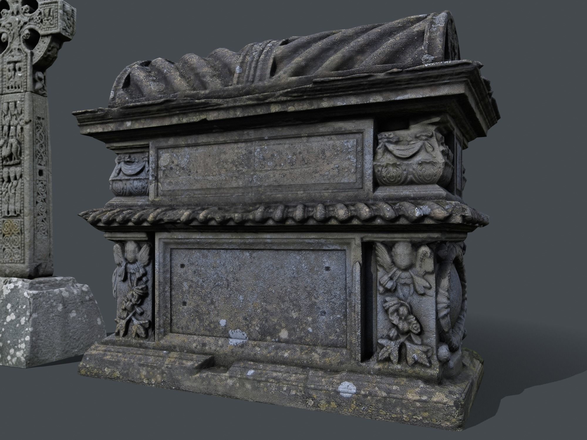 Tomb and a Cross realistic models Low-poly 3D model_4
