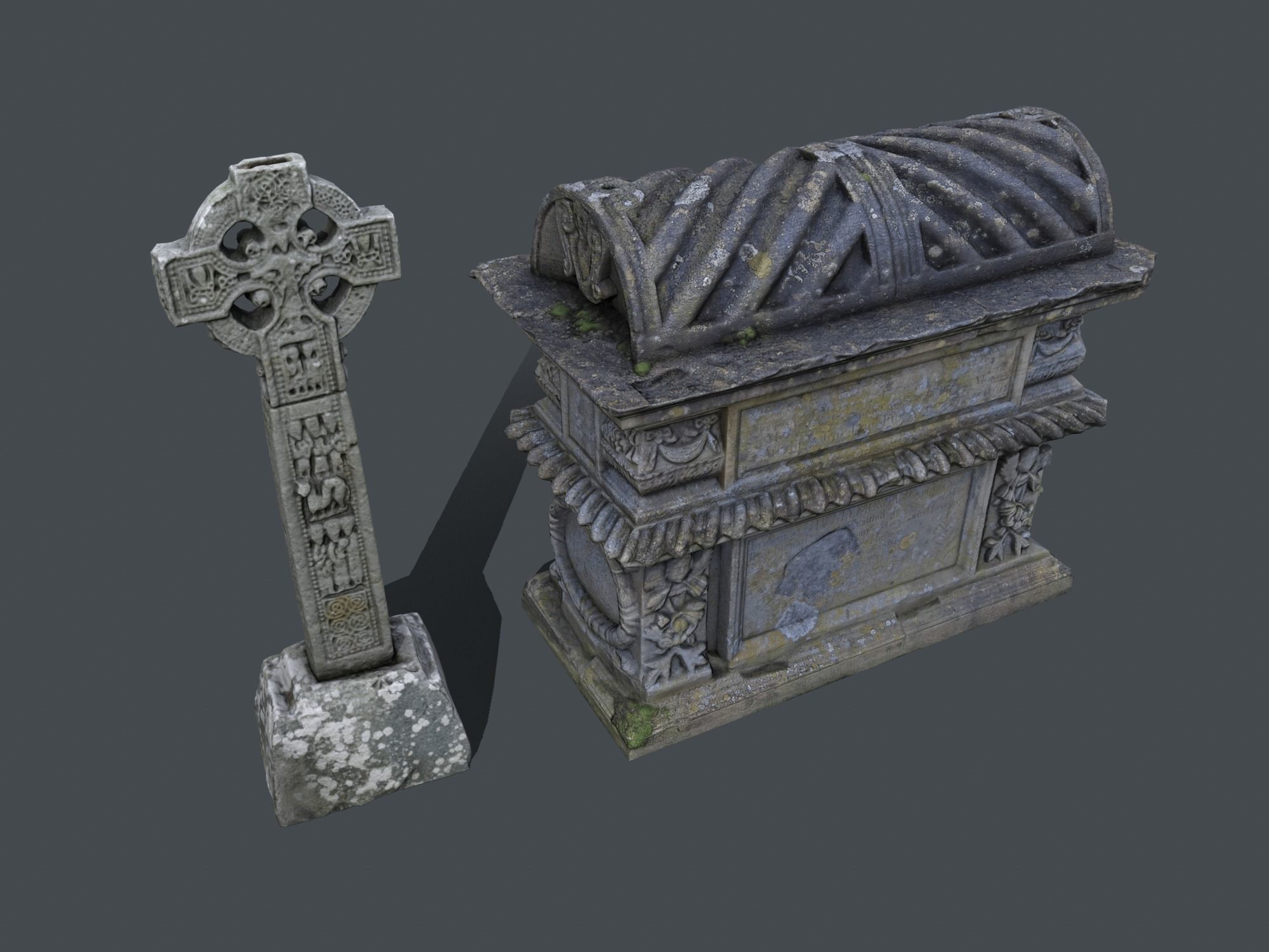 Tomb and a Cross realistic models Low-poly 3D model_2