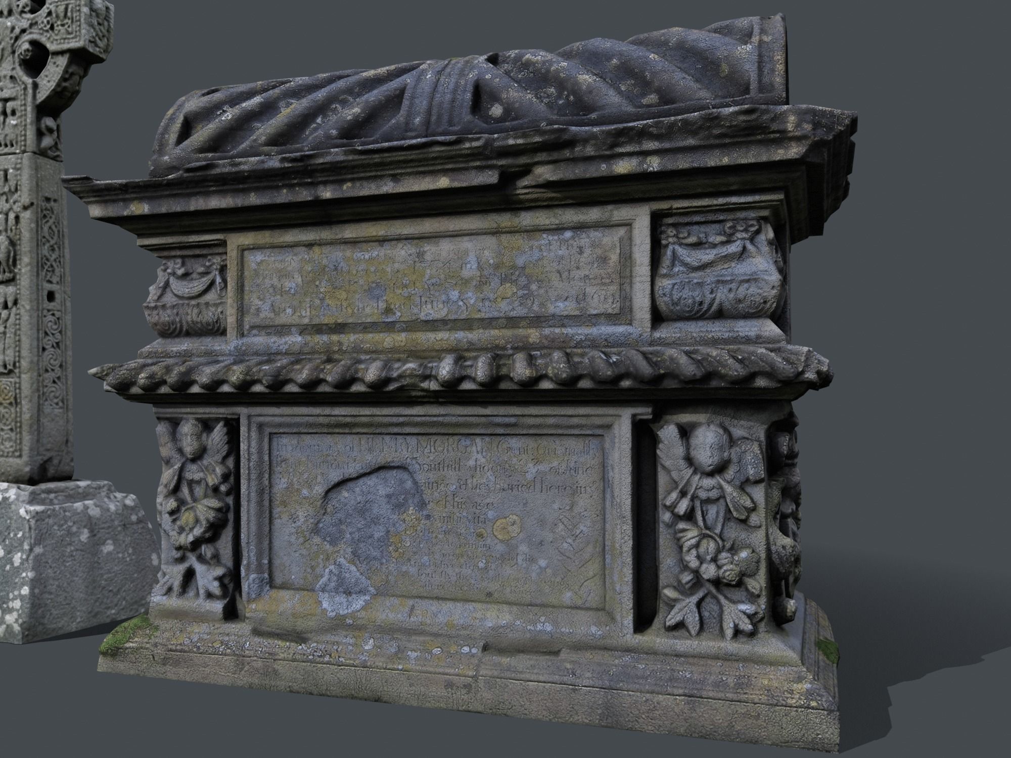 Tomb and a Cross realistic models Low-poly 3D model_3