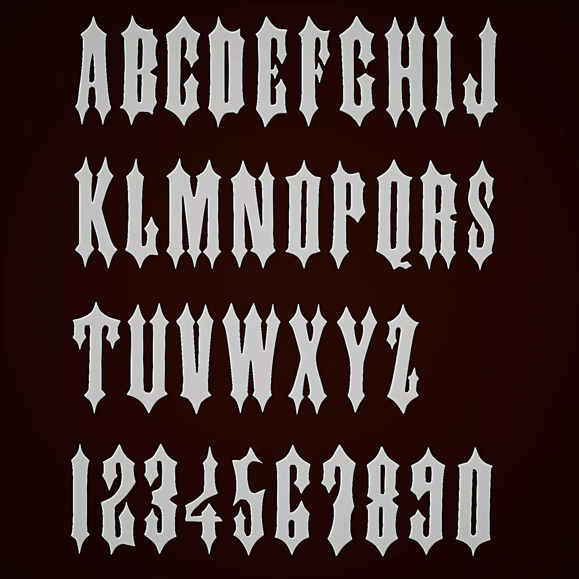 Stylize Gothic Font Low-poly 3D model_0