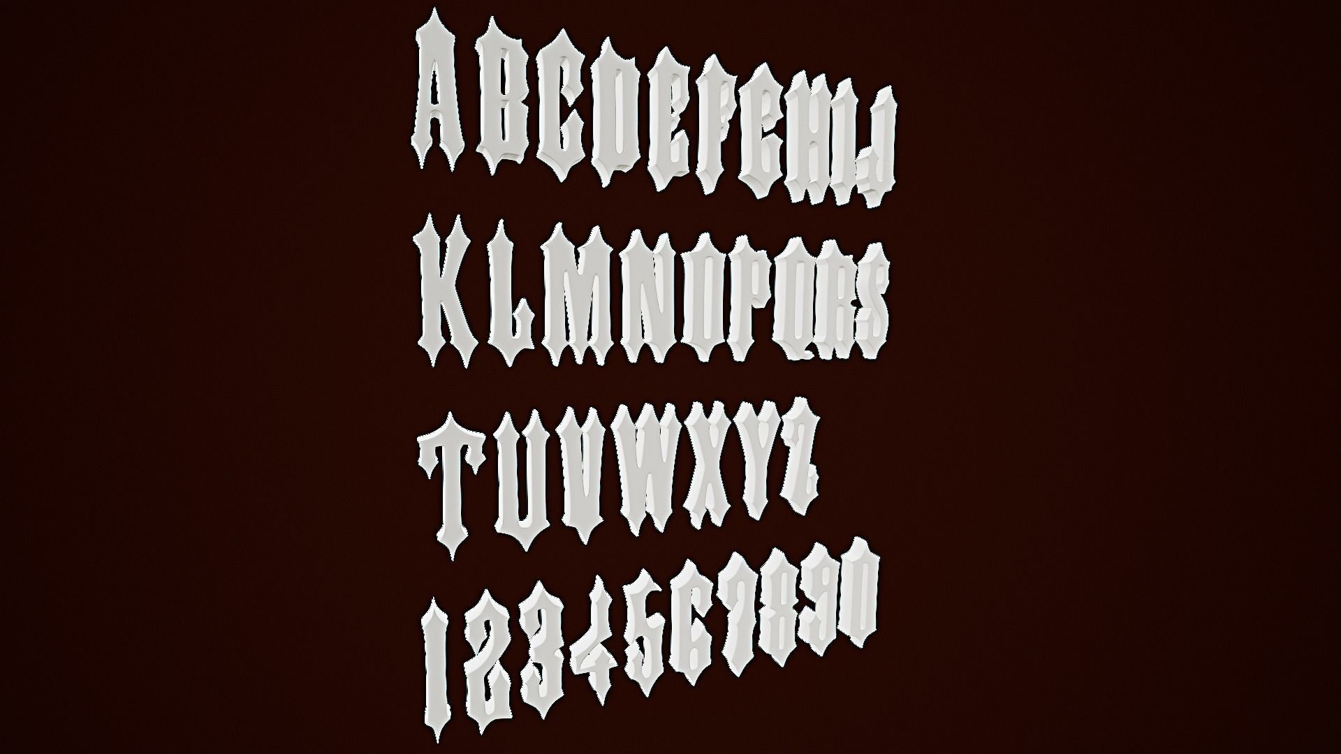 Stylize Gothic Font Low-poly 3D model_1