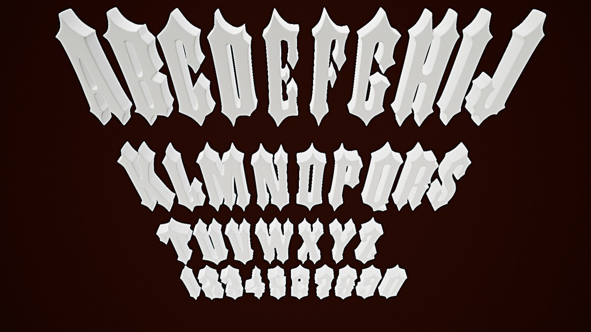 Stylize Gothic Font Low-poly 3D model_2
