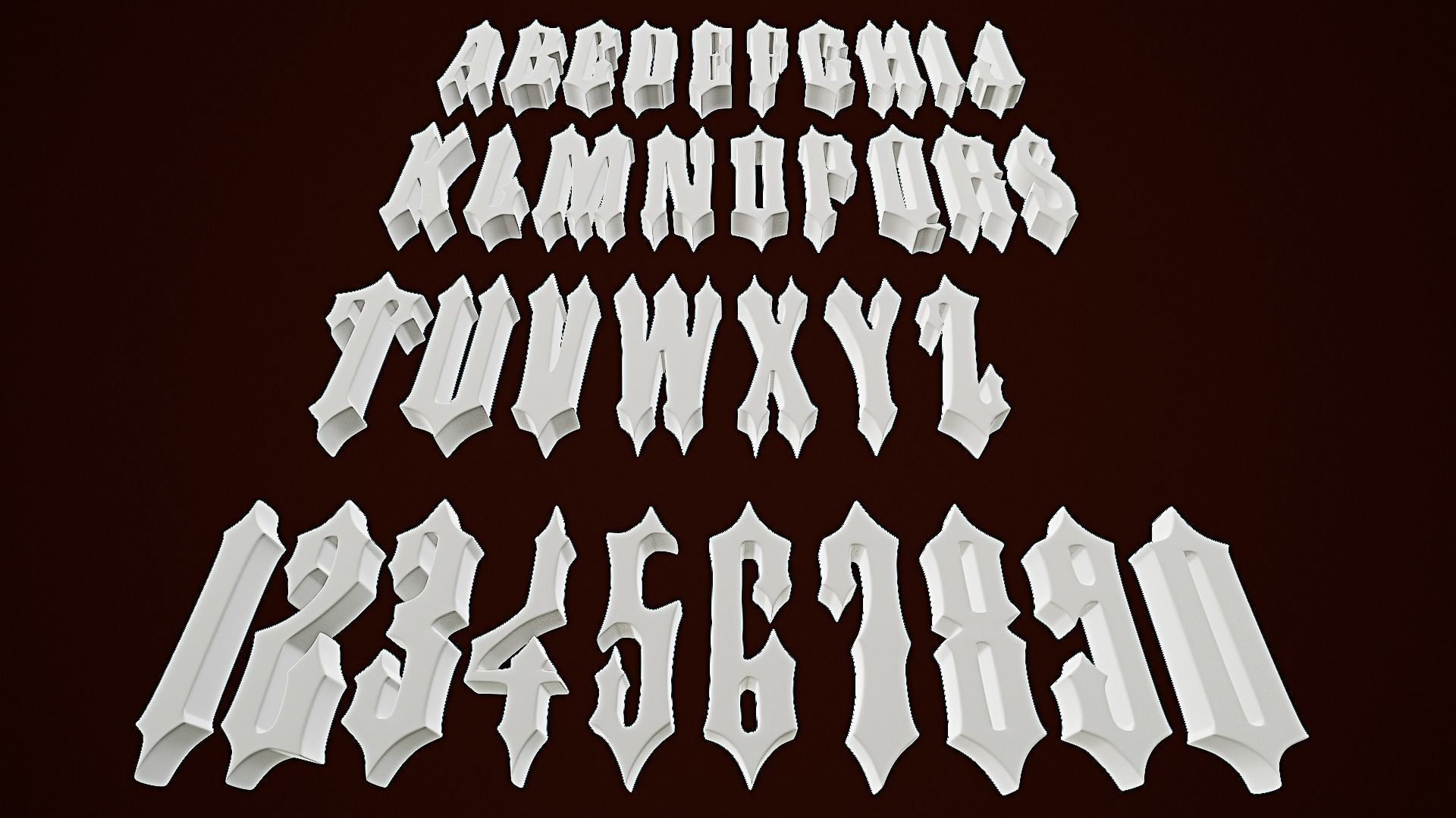 Stylize Gothic Font Low-poly 3D model_3