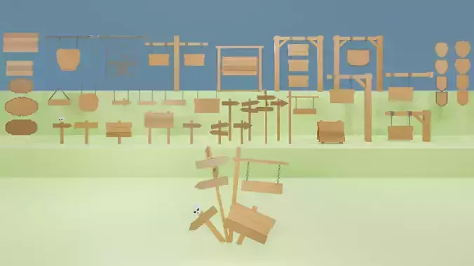 3D Low Poly Medieval Sign Pack Low-poly 3D model