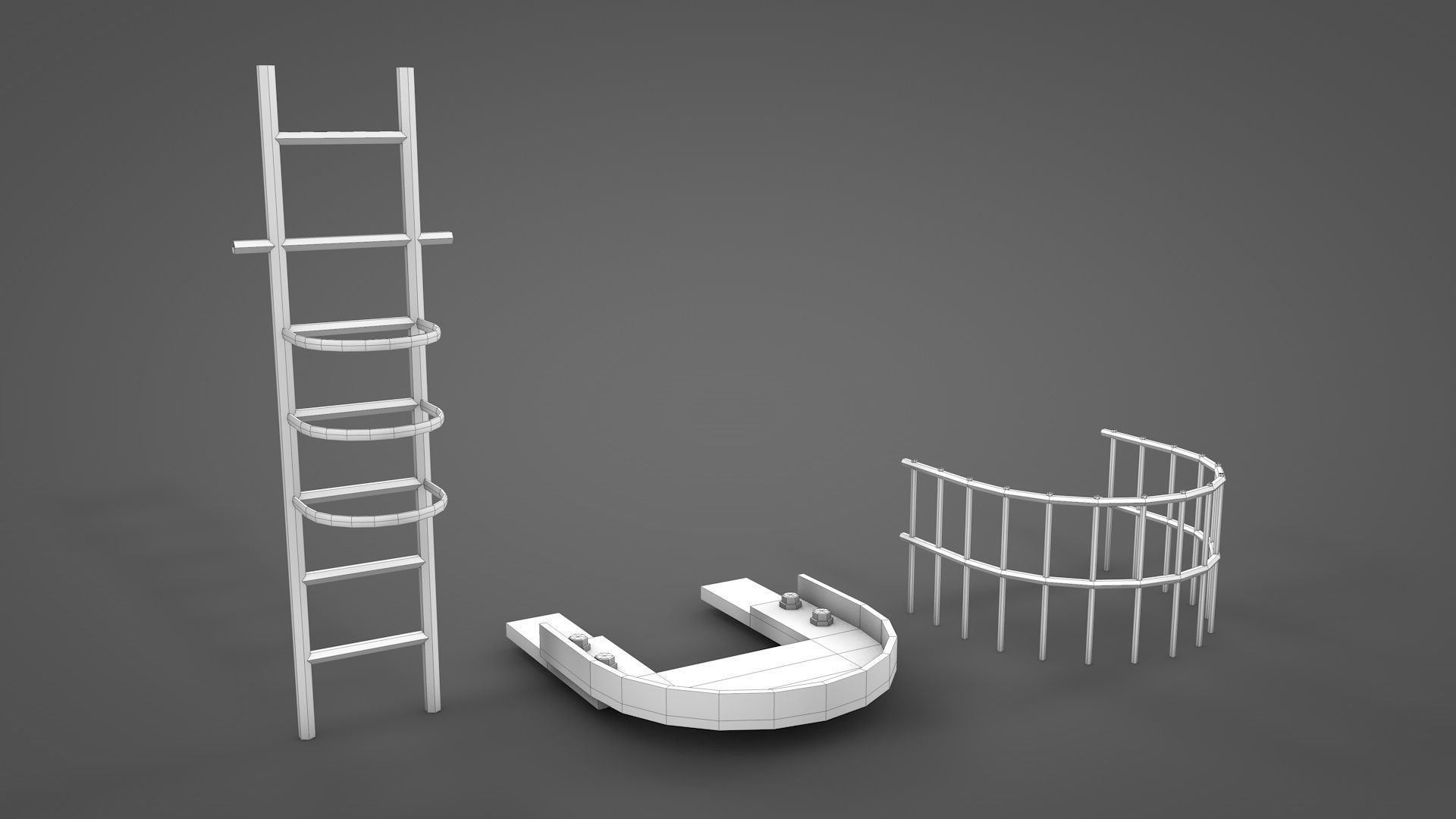 Modular Railway Bridge Pack 3D model_12