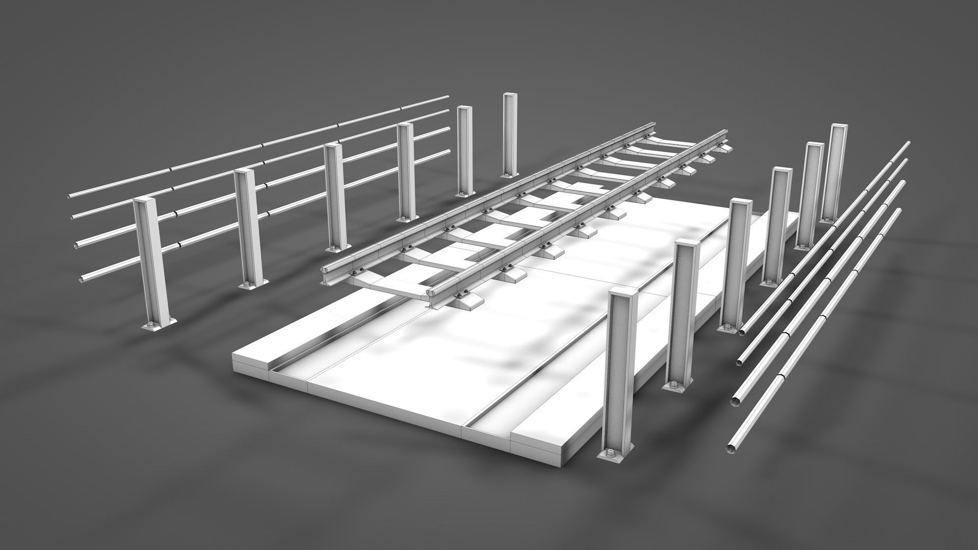 Modular Railway Bridge Pack 3D model_18