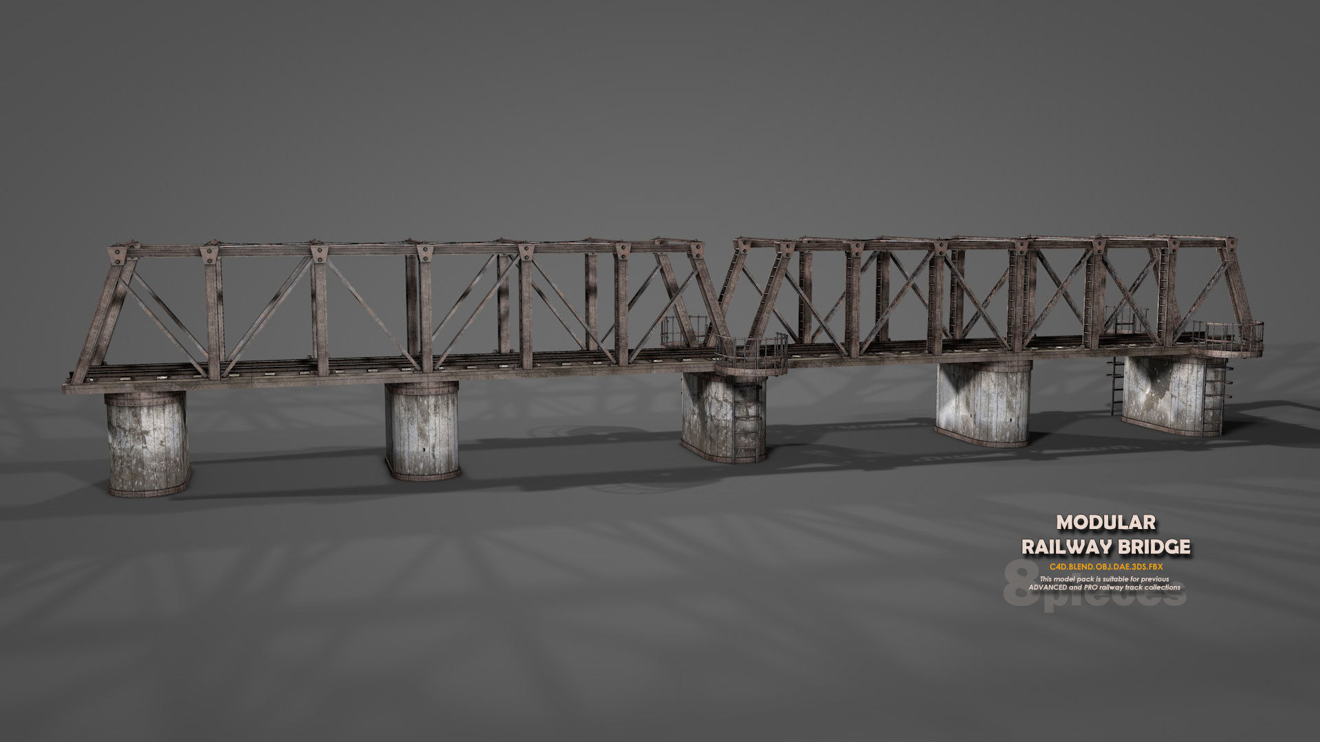 Modular Railway Bridge Pack 3D model_6