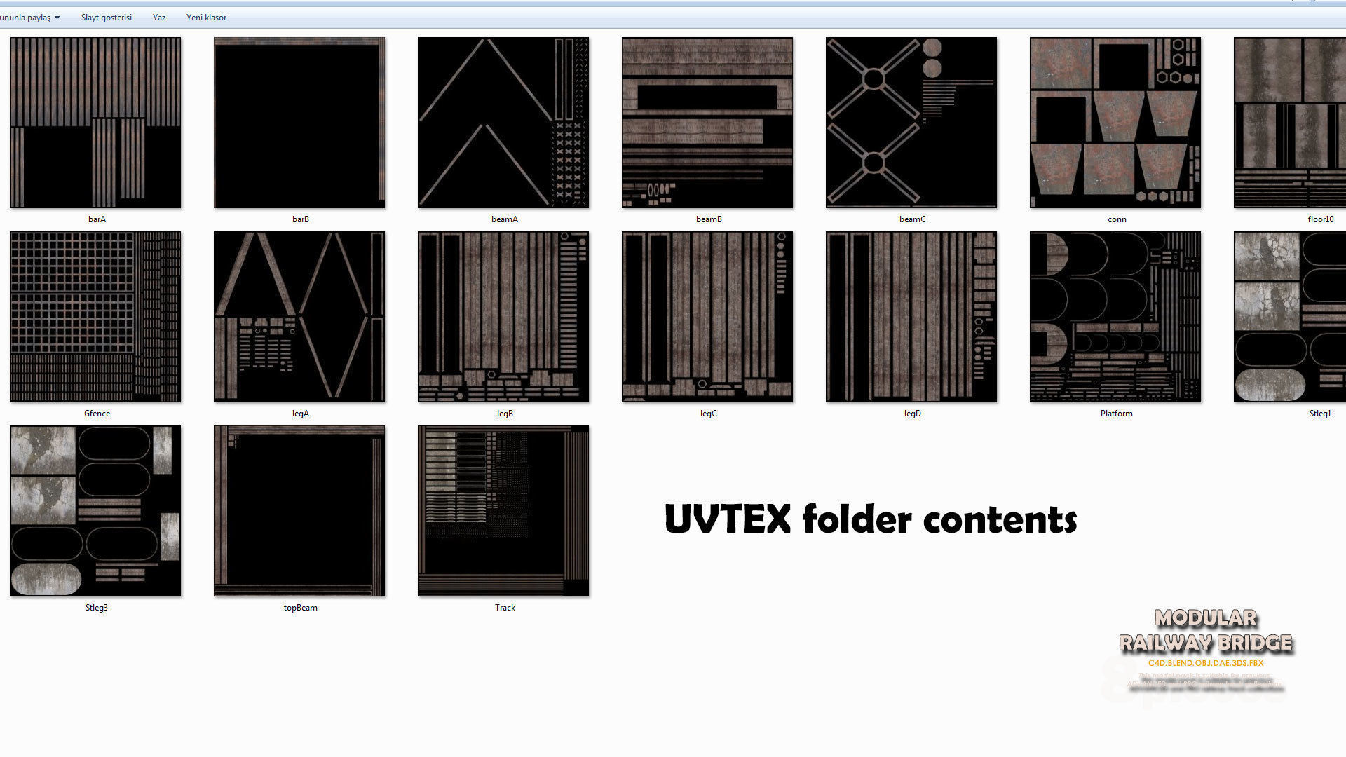 Modular Railway Bridge Pack 3D model_21