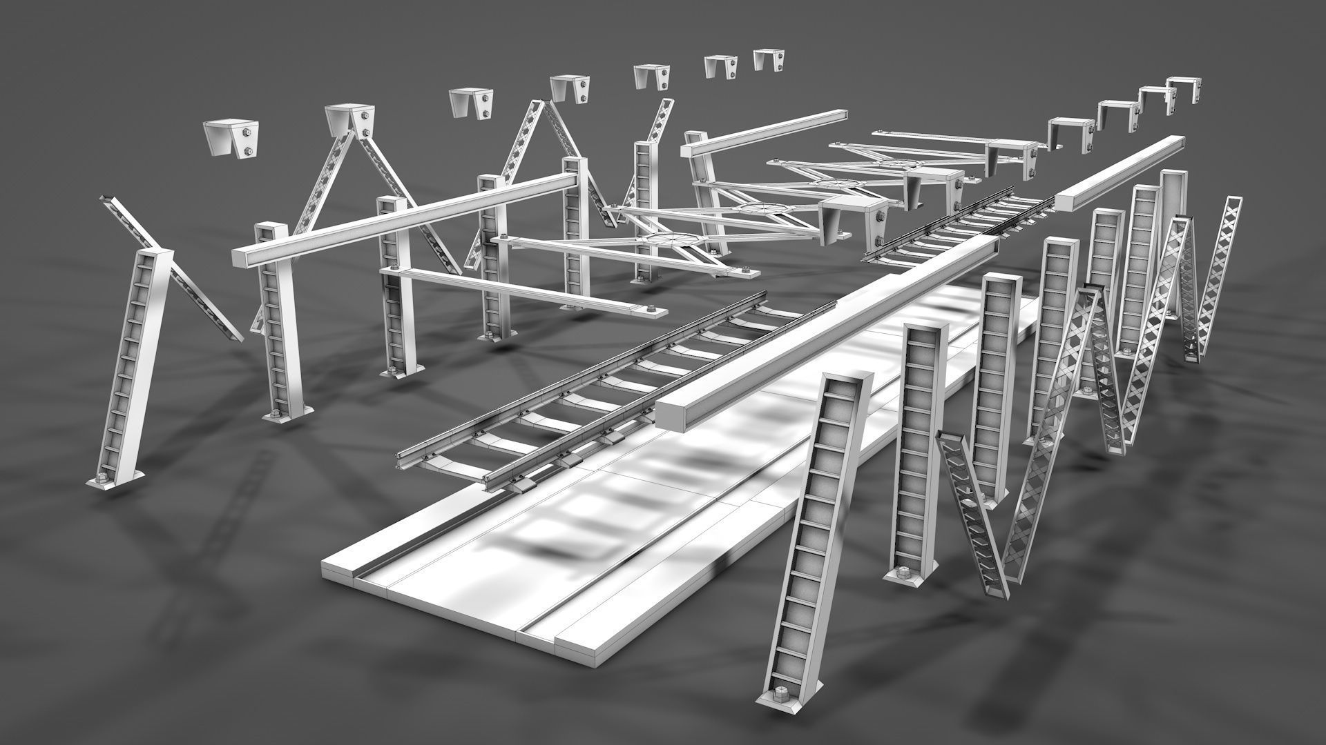 Modular Railway Bridge Pack 3D model_14