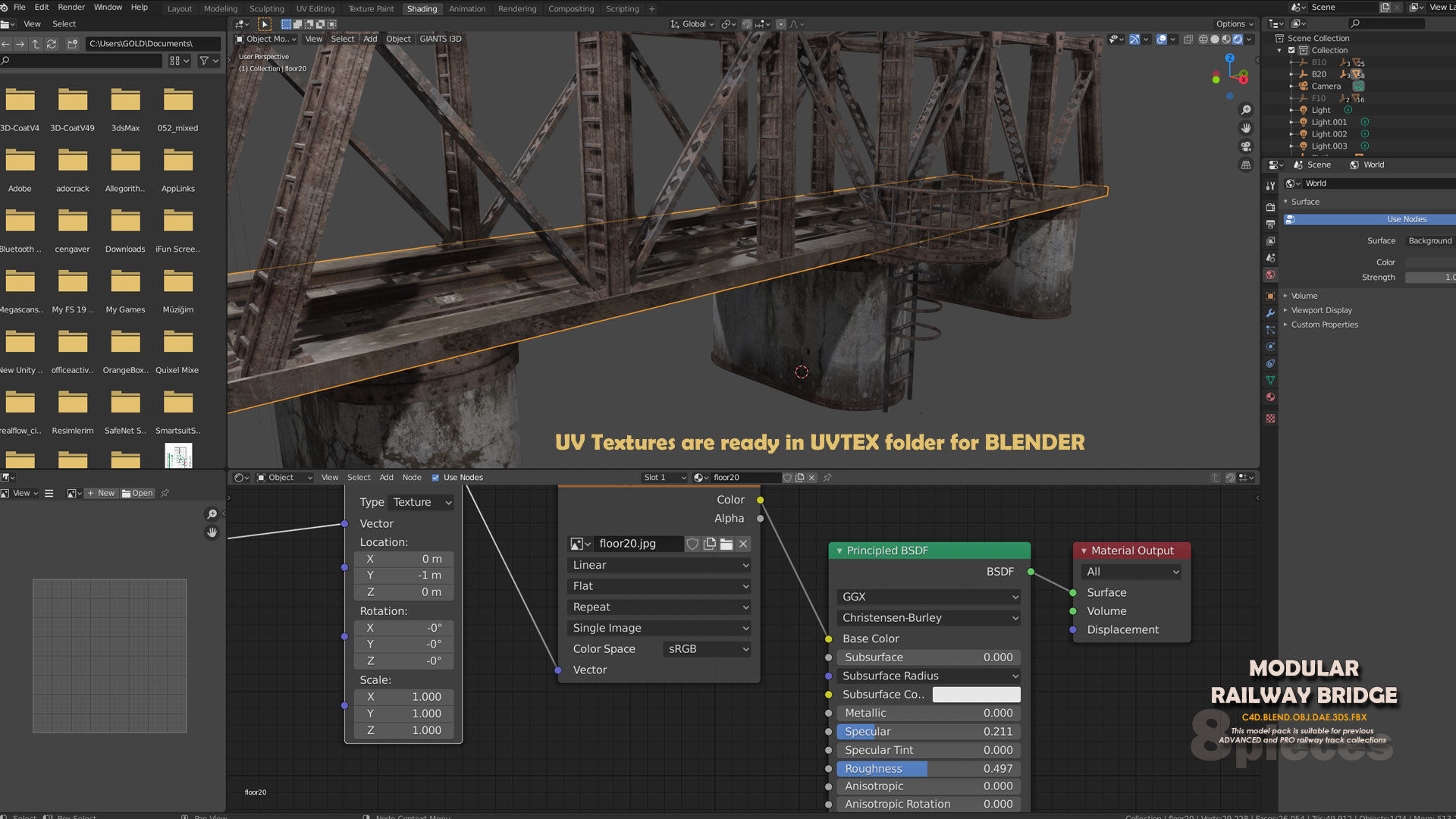 Modular Railway Bridge Pack 3D model_3
