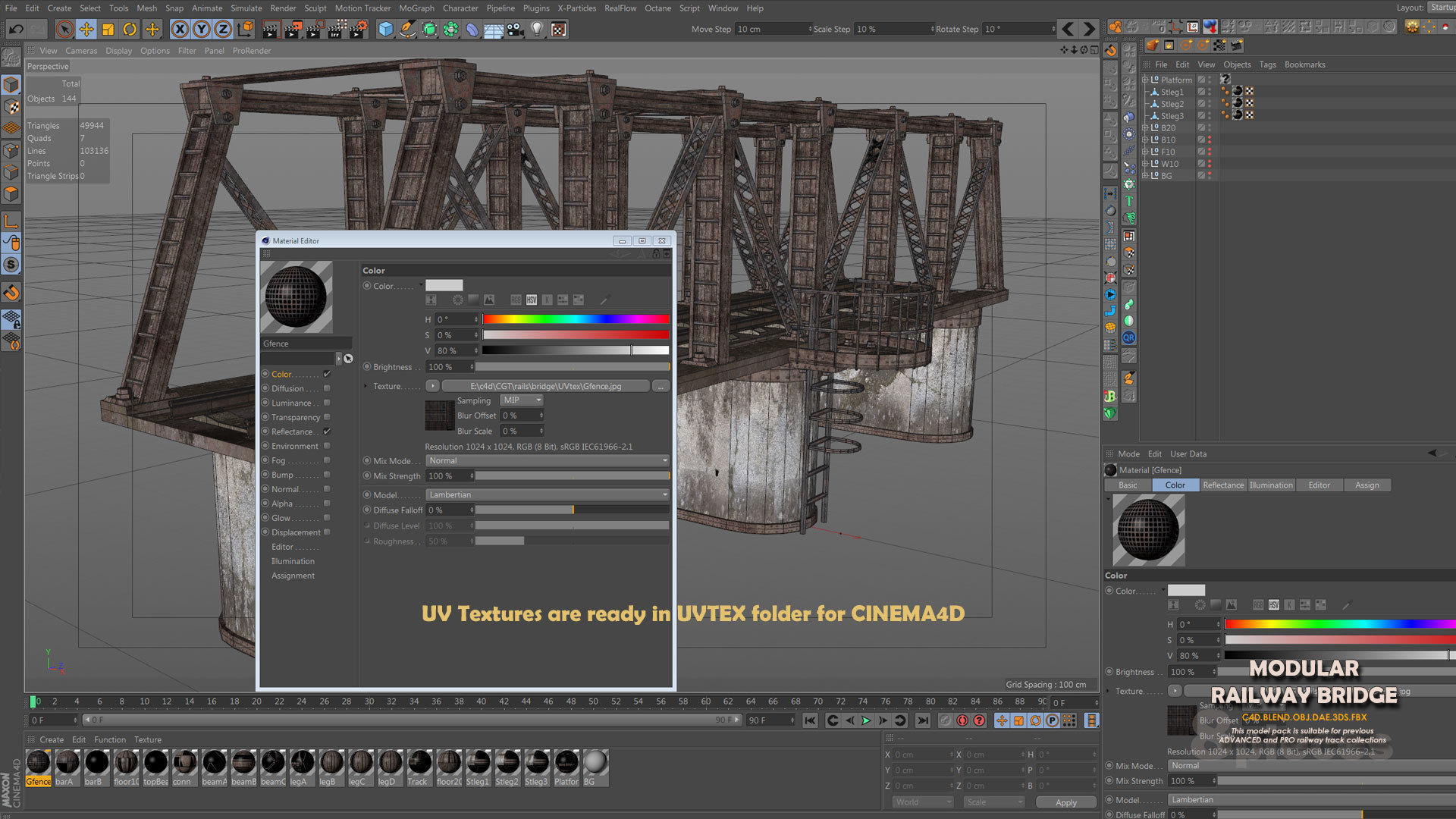 Modular Railway Bridge Pack 3D model_4