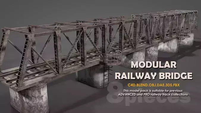 Modular Railway Bridge Pack 3D model