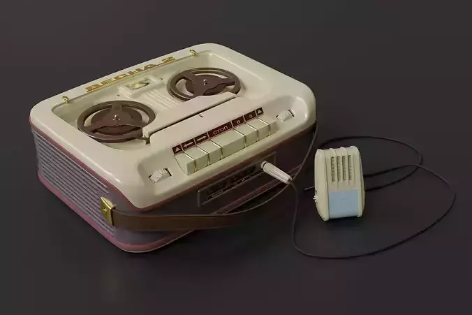 Vintage portable reel to reel tape recorder 3D model
