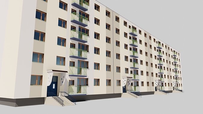 Eastern European Building 016 Low-poly 3D model 7