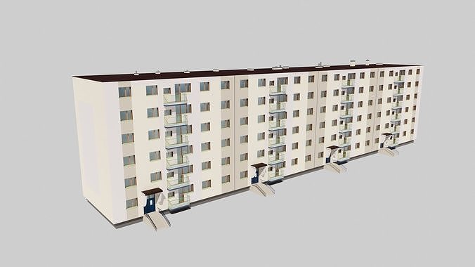 Eastern European Building 016 Low-poly 3D model 6