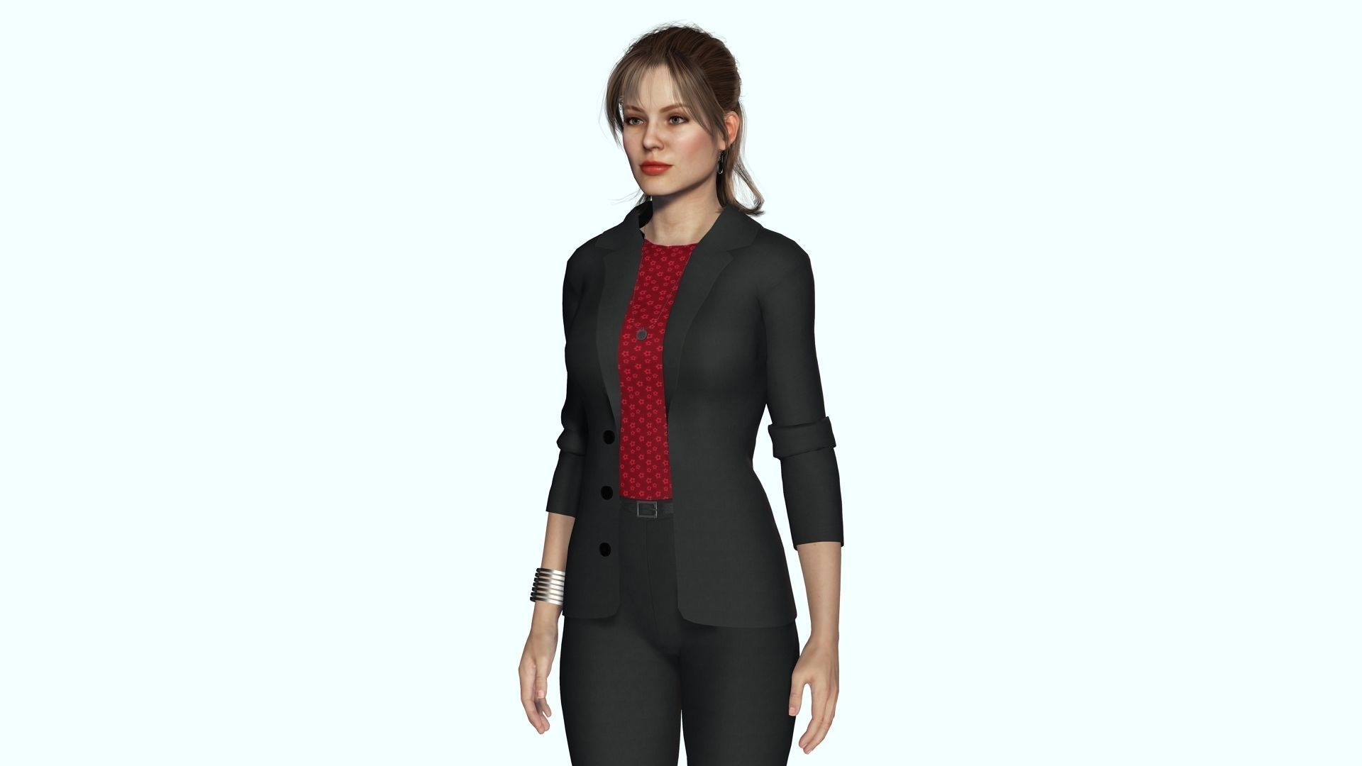 Business Woman in Suit Female 3D Model Low-poly 3D model_1